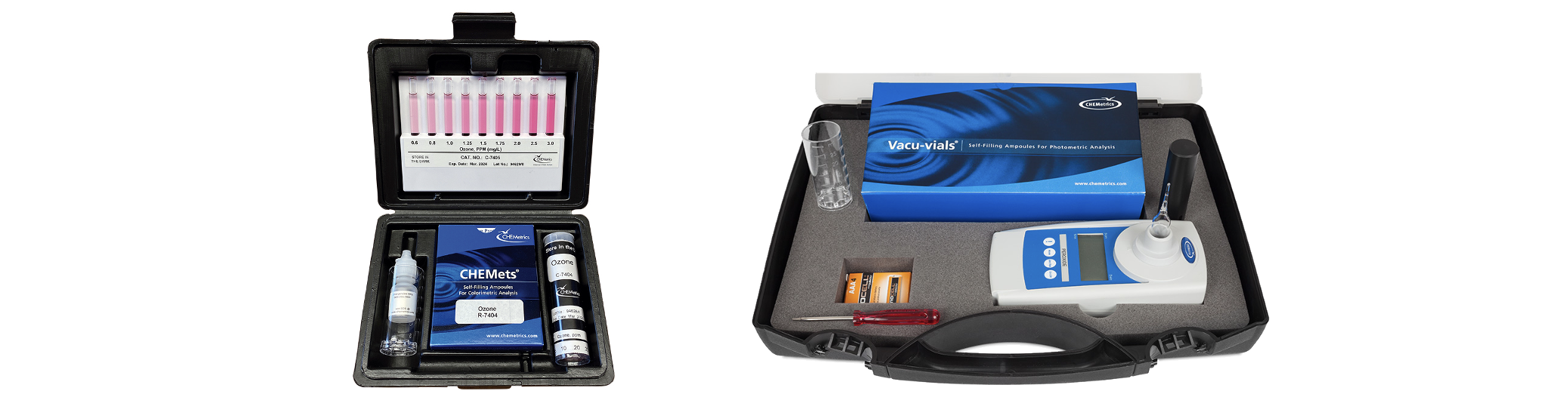 A Banner Image Showing an Ozone CHEMets Test Kit and an Ozone Single Analyte Meter