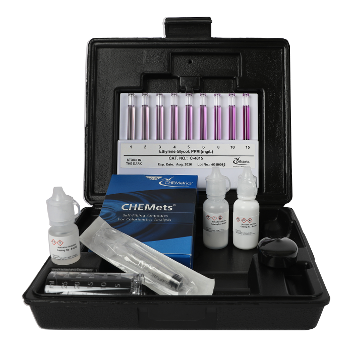 K-4815 Glycol CHEMets® Visual Test Kit Contents and Packaging