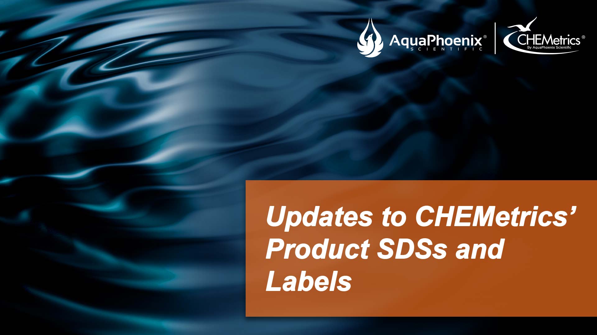 Header image for a blog post that shows water ripples and says Updates to CHEMetrics Product SDS and Labels
