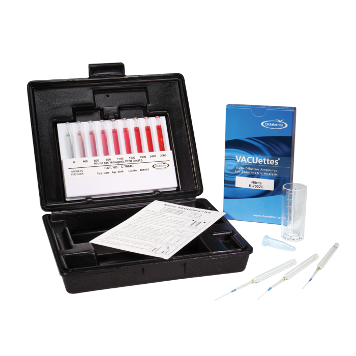 K-7004C Nitrite VACUettes® Visual Test Kit Contents and Packaging
