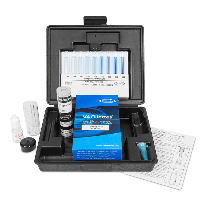 K-8510D Phosphate, ortho VACUettes® Visual Test Kit Contents and Packaging